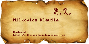 Milkovics Klaudia névjegykártya